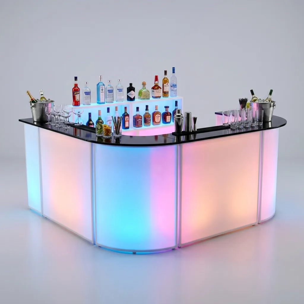 Banco bar luminoso LED modulare per feste ed eventi a noleggio