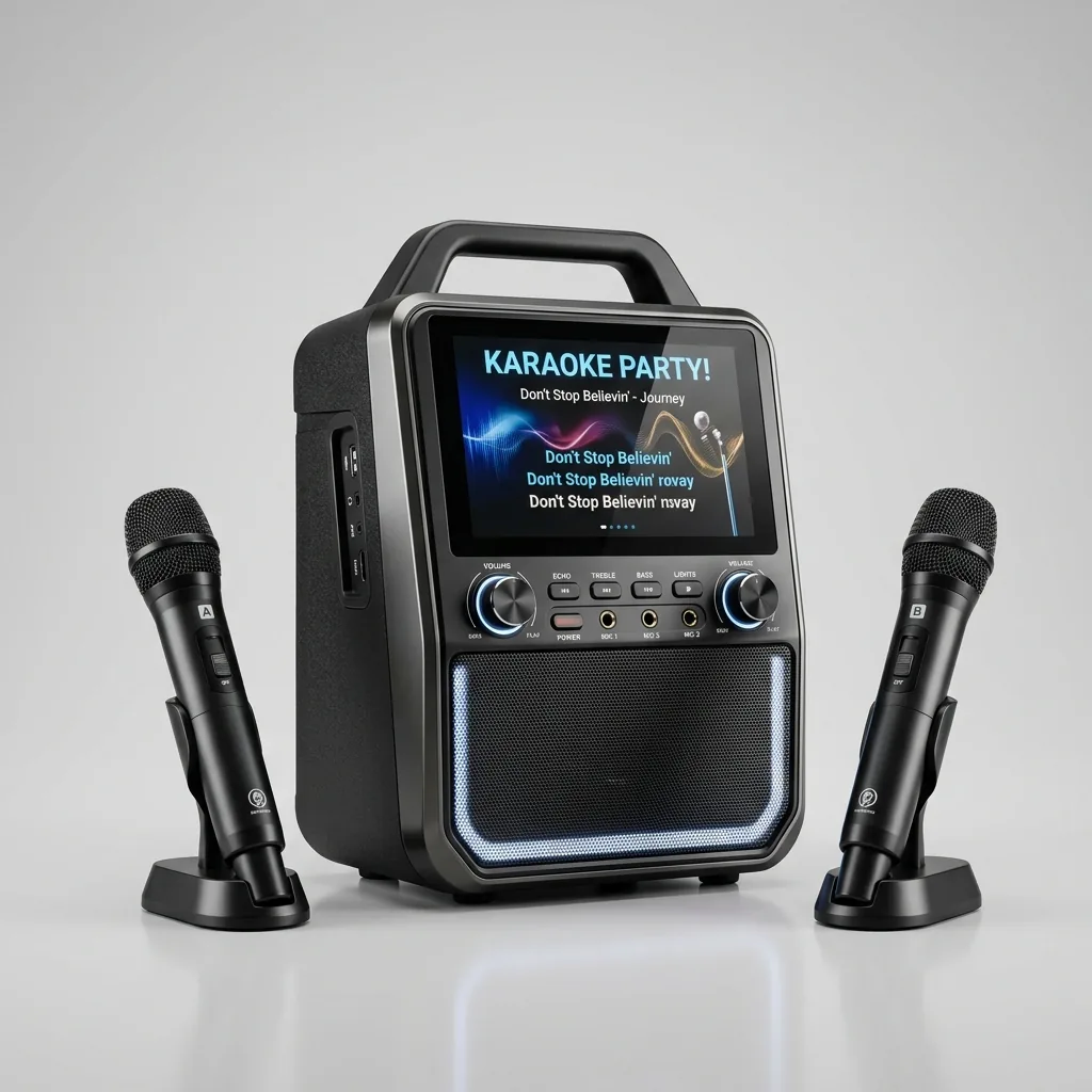 Macchina portatile per karaoke con microfoni wireless a noleggio