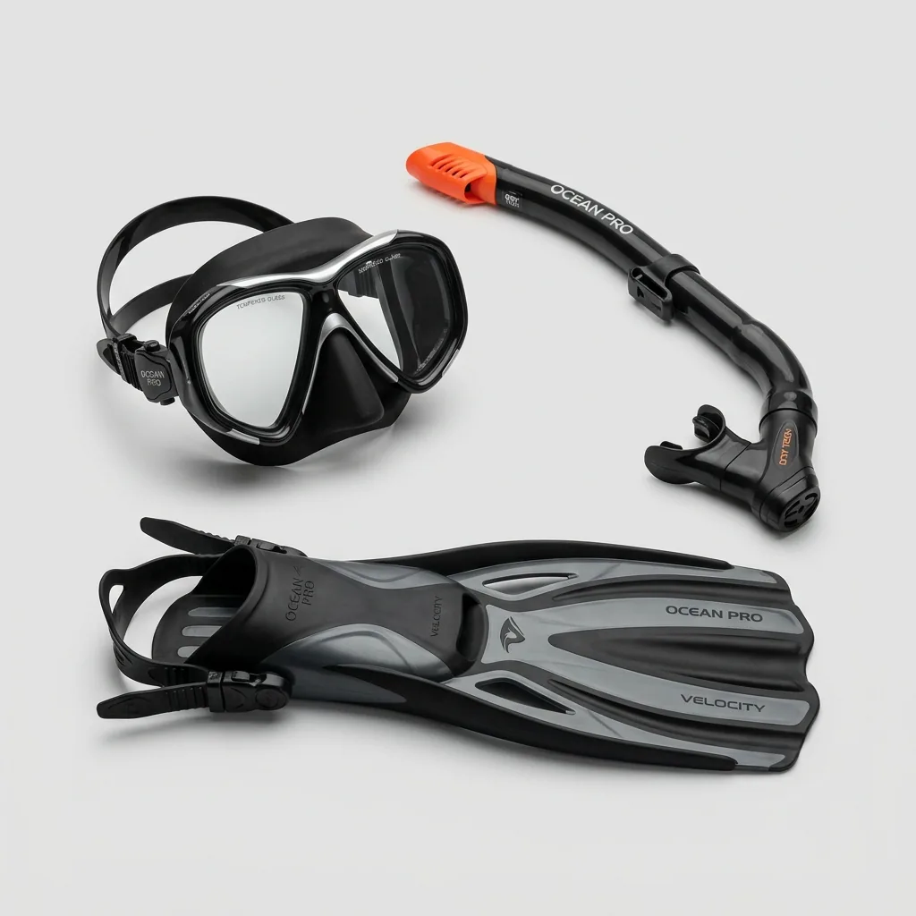 Kit snorkeling premium con maschera, boccaglio e pinne a noleggio