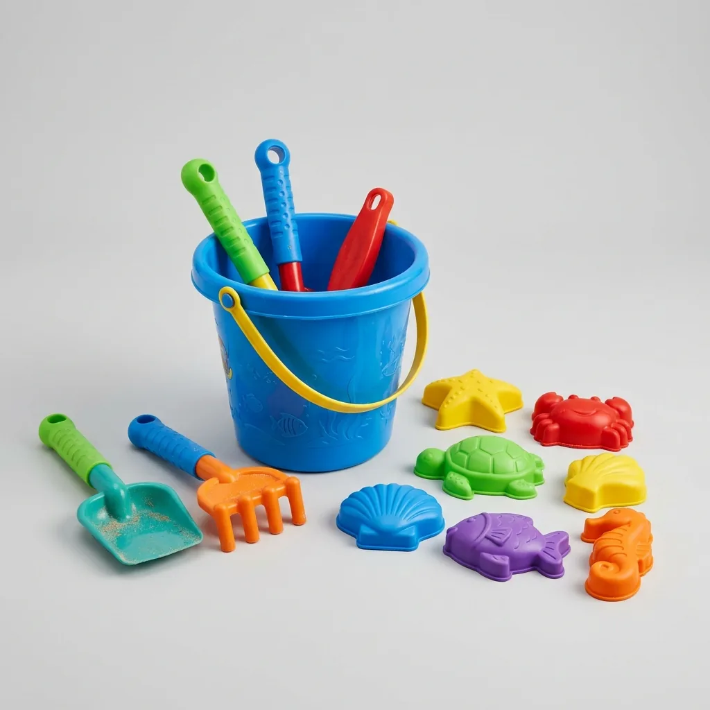 Kit di giochi da spiaggia per bambini con secchiello e palette a noleggio