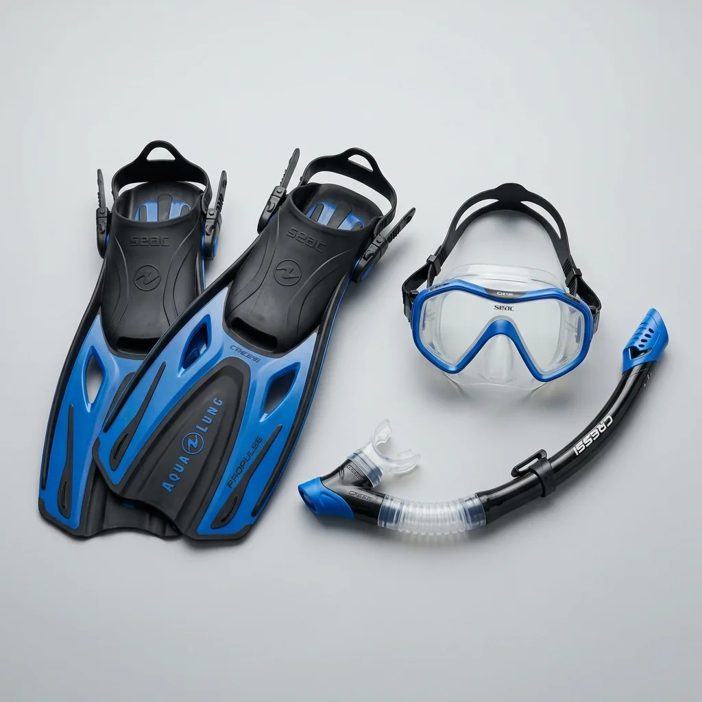 Kit completo da snorkeling con maschera in silicone e pinne a noleggio
