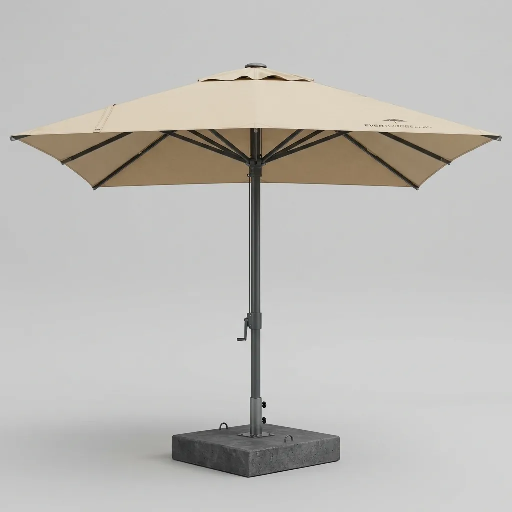 Ombrellone gigante 4x4 metri con base in cemento per dehor e cerimonie