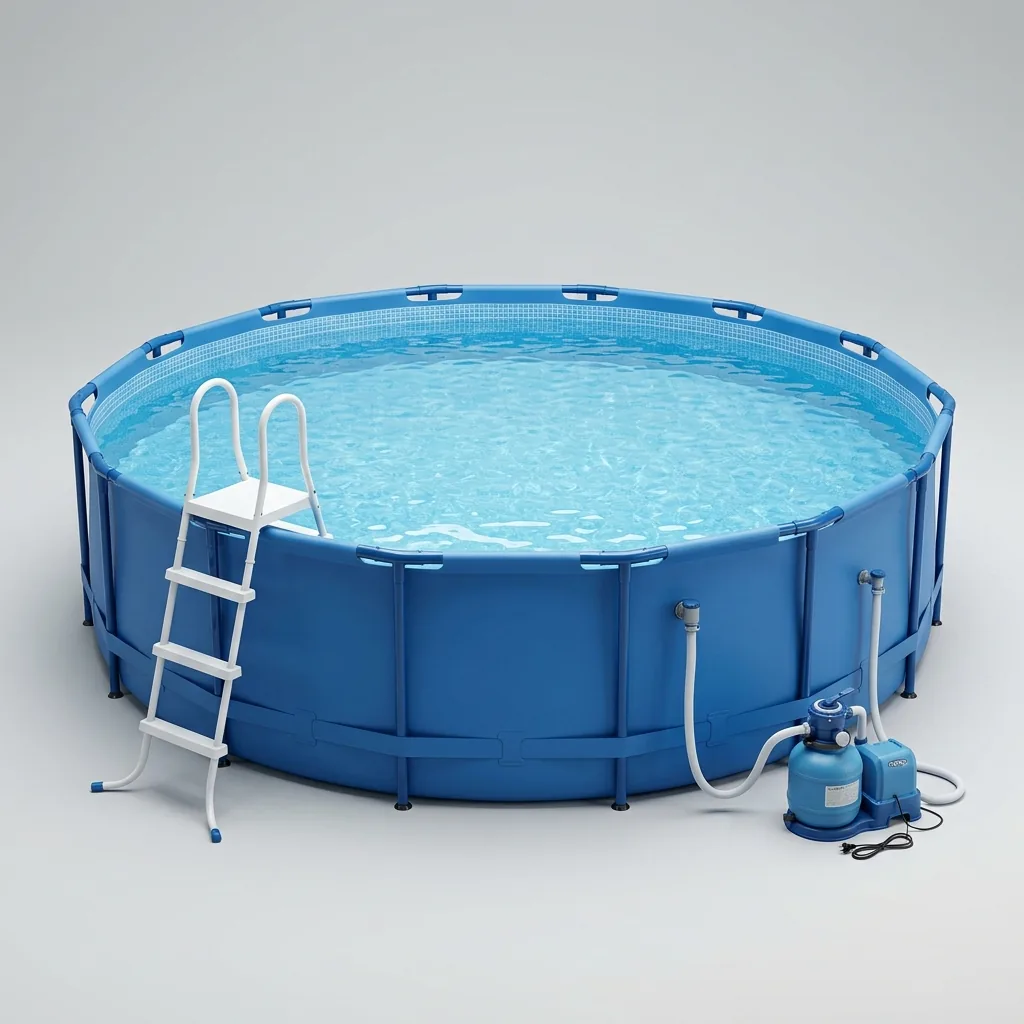 Piscina fuori terra rotonda con struttura in acciaio a noleggio