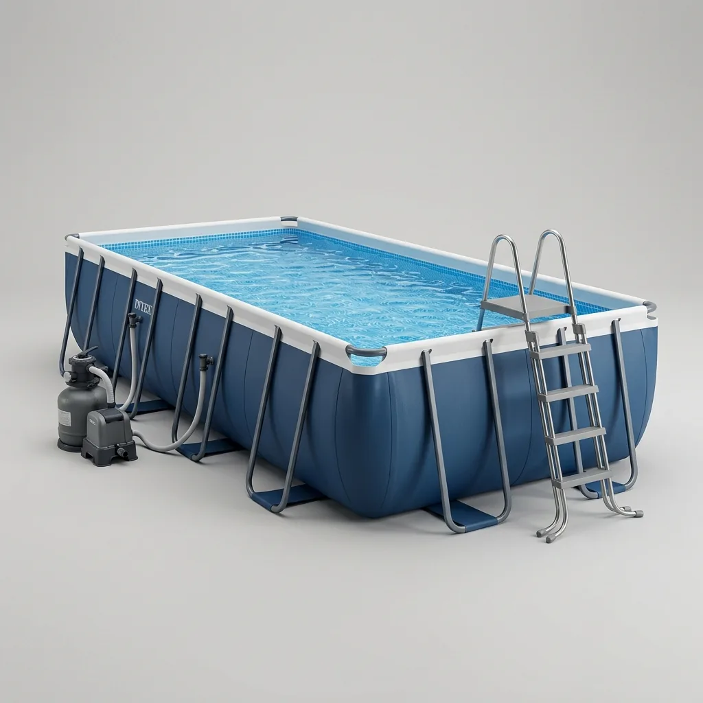 Grande piscina fuori terra rettangolare per giardino a noleggio