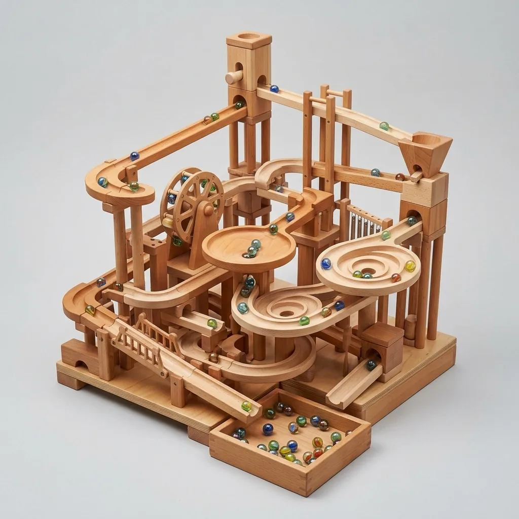 Gioco pista per biglie in legno per bambini a noleggio