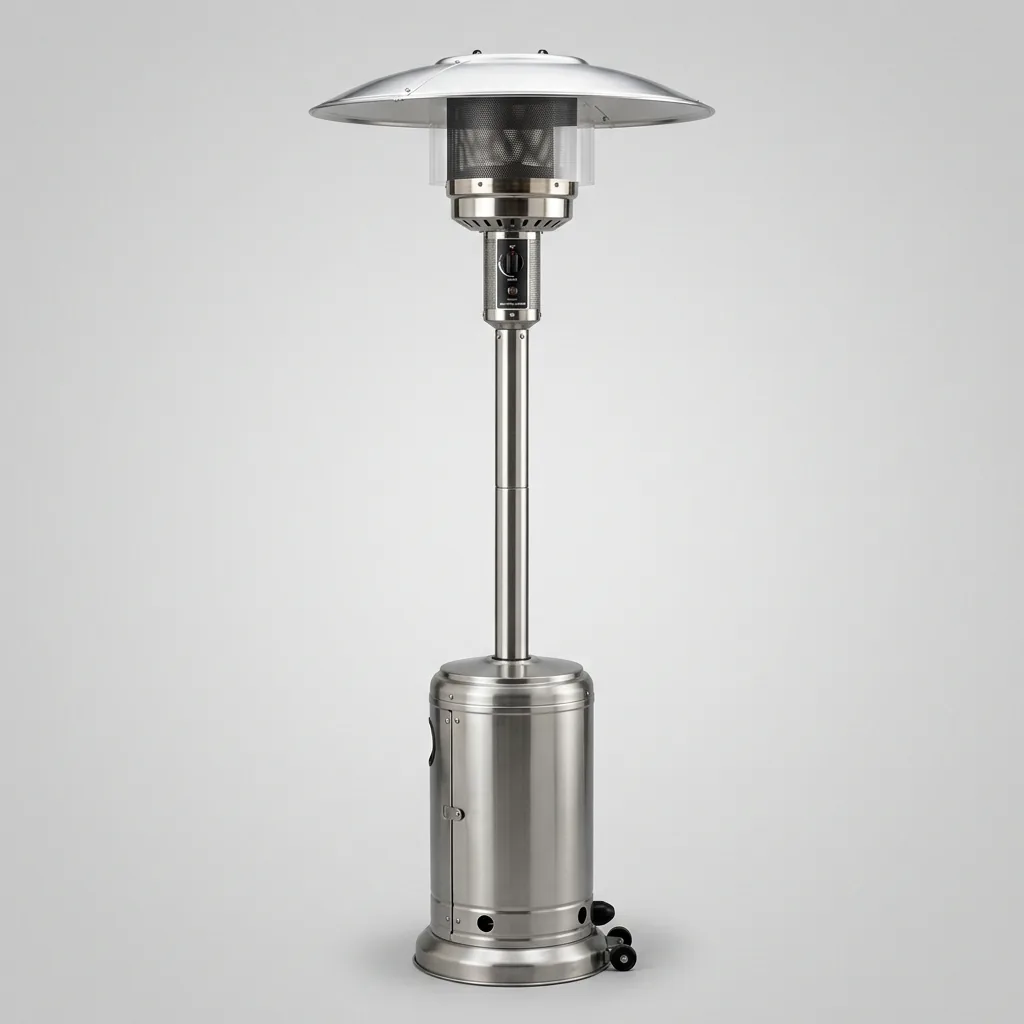 Fungo riscaldante a gas GPL in acciaio inox per dehor a noleggio